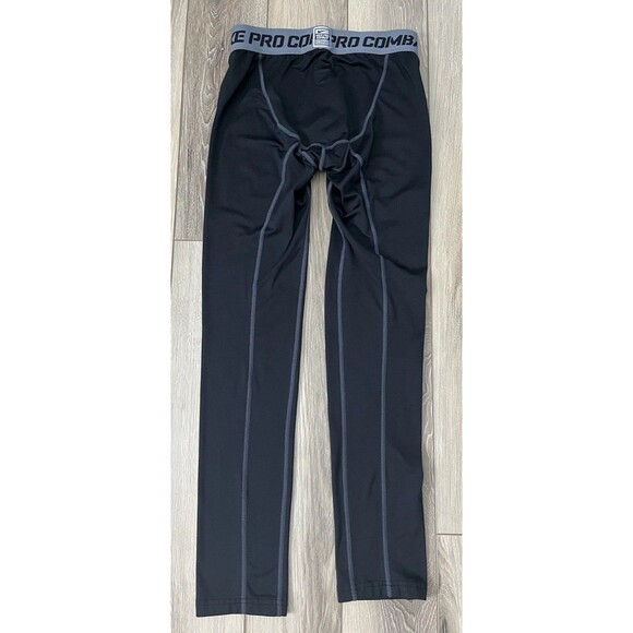 Nike Pro Combat Fleece Ankle Compression Tights Pants Black Mens Sz L *Defect* - Picture 5 of 7